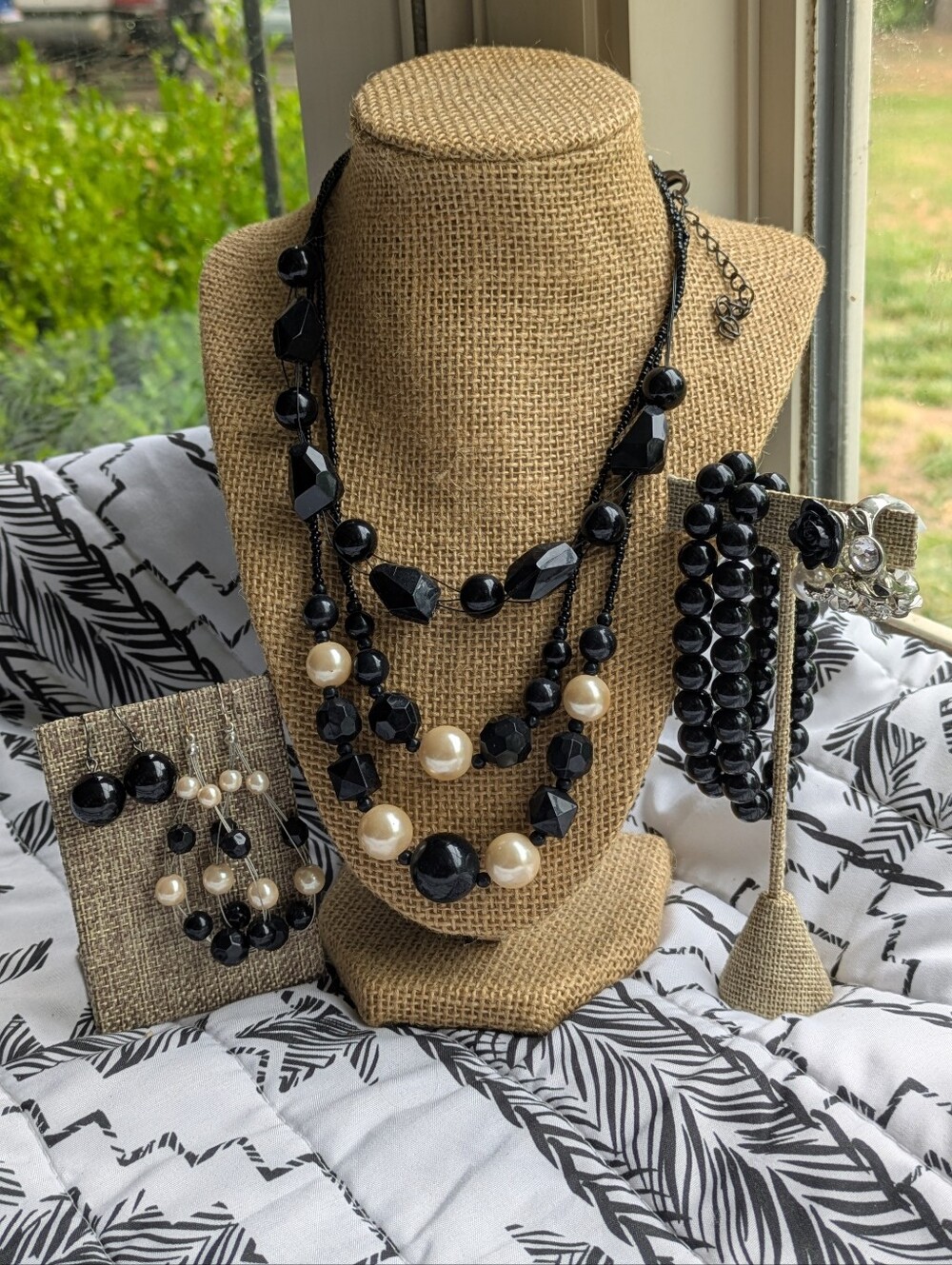 Cato 7-Piece Black & White Statement Jewelry Set Lot